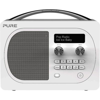 Pure Evoke D4 Glacier White - Portable Digital and FM Radio with Bluetooth Clock and Duo Alarm Pure Evoke D4 Glacier White - Portable Digital and FM Radio with Bluetooth Clock and Duo Alarm